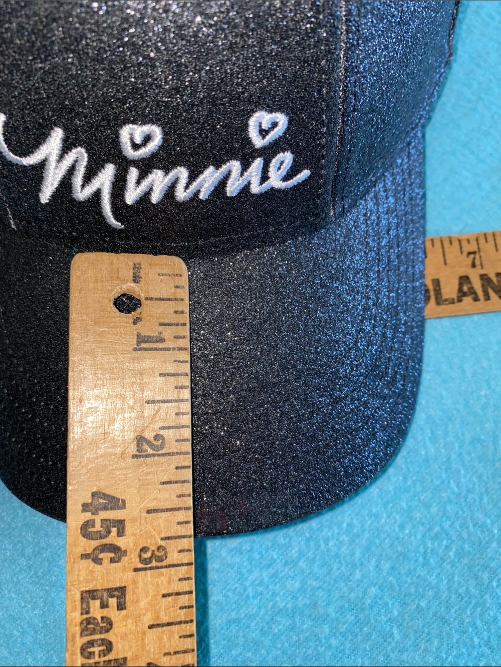 DISNEY Minnie Mouse 3D ball cap red bow ears embroidered glitter black size OSFA - Picture 12 of 12